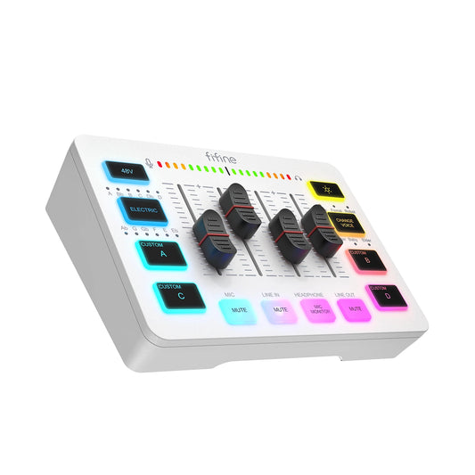FIFINE SC3W Audio Mixer with RGB Lighting